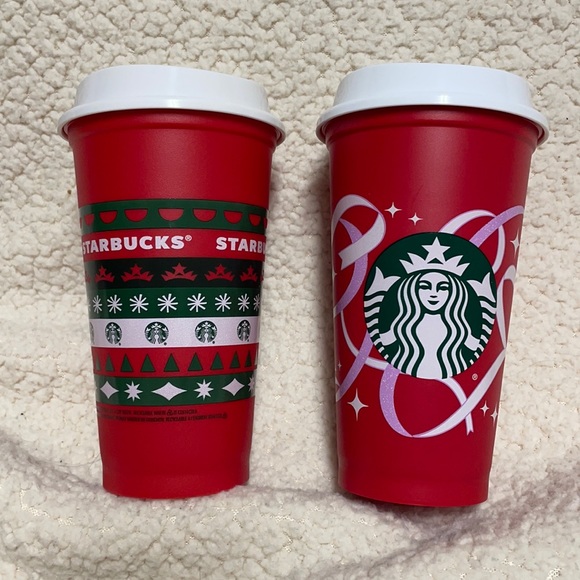NEW never used, 2020 & 2021 set Starbucks Limited Edition Reusable Holiday Cups